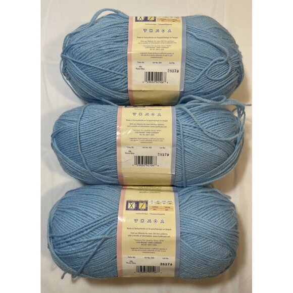 Lot of 3 Lion Brand Baby Soft 5 oz. 459 yds. Pastel Blue Acrylic Blend Yarn - Picture 2 of 3